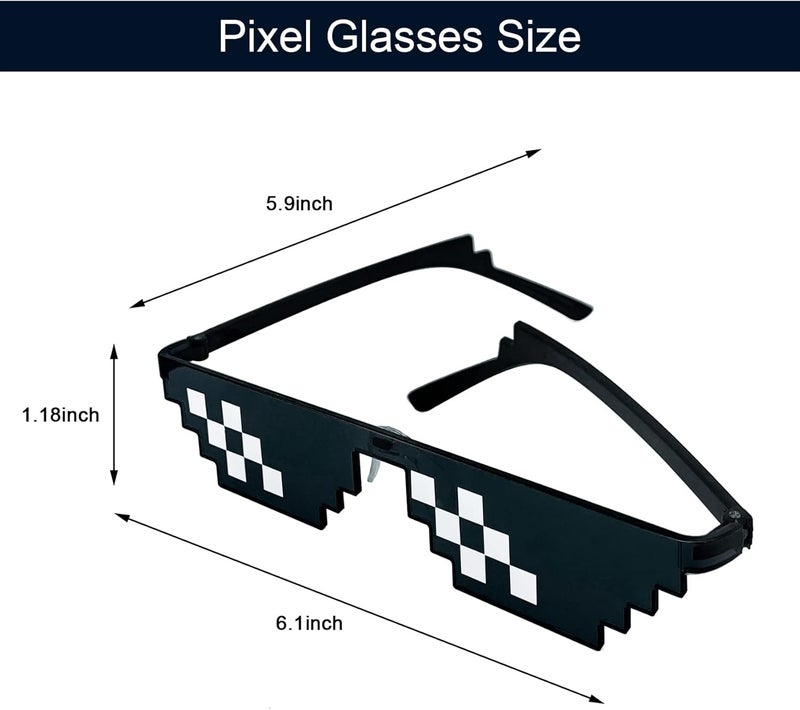 Lorigun Thug Life Glasses Pixel Sunglasses for Party, Deal with it Glasses Bachelor Party Decor - Image 2